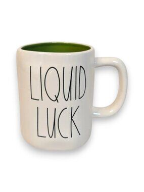 Rae Dunn Liquid Luck Ceramic Coffee Tea Cup Mug White